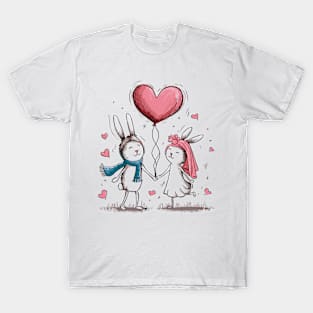 Funny bunny couple lovers Valentine's Day T-Shirt